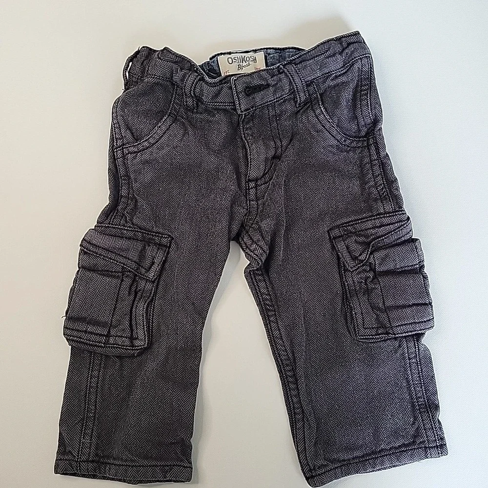 OSHKOSH B'gosh Infant Gray Cargo Style Pants Sz 9M Baby